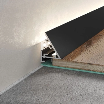 Микроплинтус Light черный муар 25×16×5×2450 мм