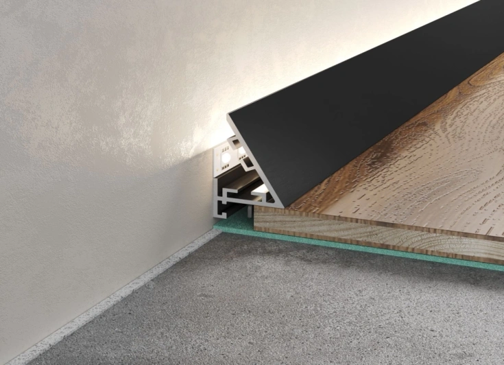 Микроплинтус Light черный муар 25×16×5×2450 мм фото 1