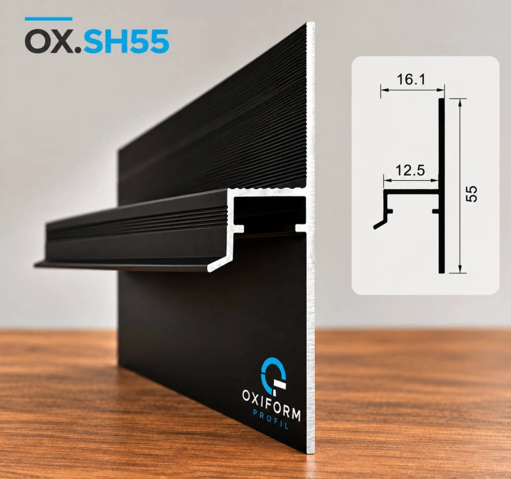 Теневой плинтус Oxiform OX.SH55 черный анод фото 1