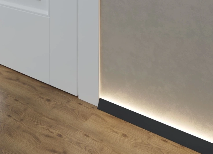 Микроплинтус Light черный муар 25×16×5×2450 мм фото 3